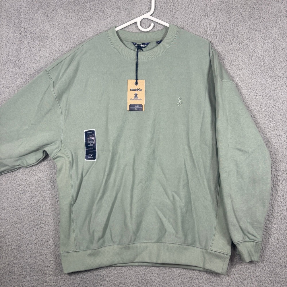 Chubbies Sweatshirt Mens Large Sage Green Pineapple Logo Crewneck Relaxed Cotton